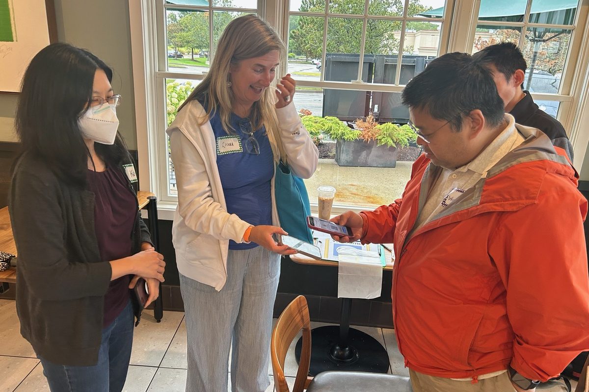 AHF Boston meetup — members welcoming a participant