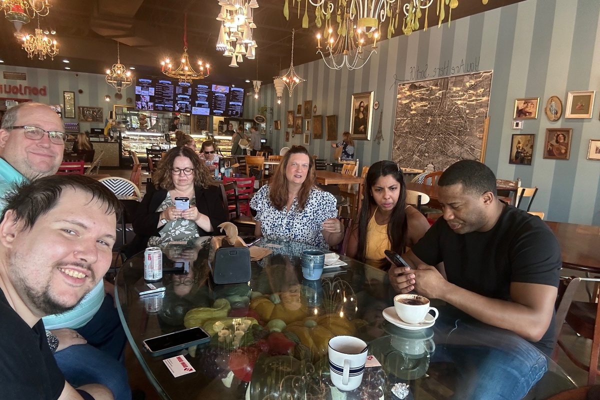 AHF Charlotte meetup — members gathered at a café