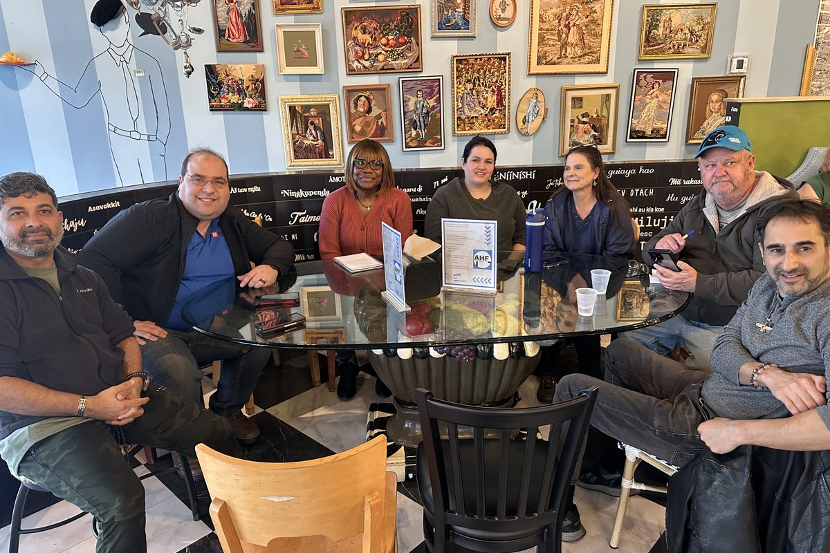 AHF local meetup — community group gathered at a café
